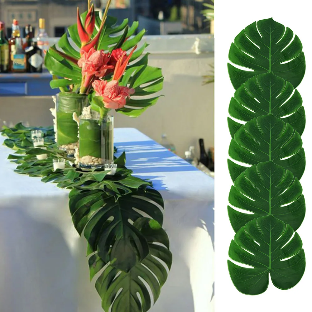 

12Pcs Monstera Leaf Table Flag Cutlery Mat Coaster Family Wall Decoration Fake Flower 35x29cm