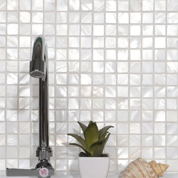 Pure white shell mosaic tile for kitchen backsplash