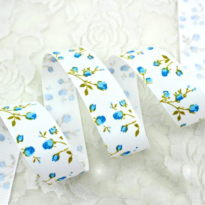 25mm Flower Printed Grosgrain Ribbons ribbon decoration ribbon supplies grosgrain ribbon 2Meter/Lot DIY Handmade Baby Girl Headband Hairclip Bowtie Accessories Gift Box Decoration