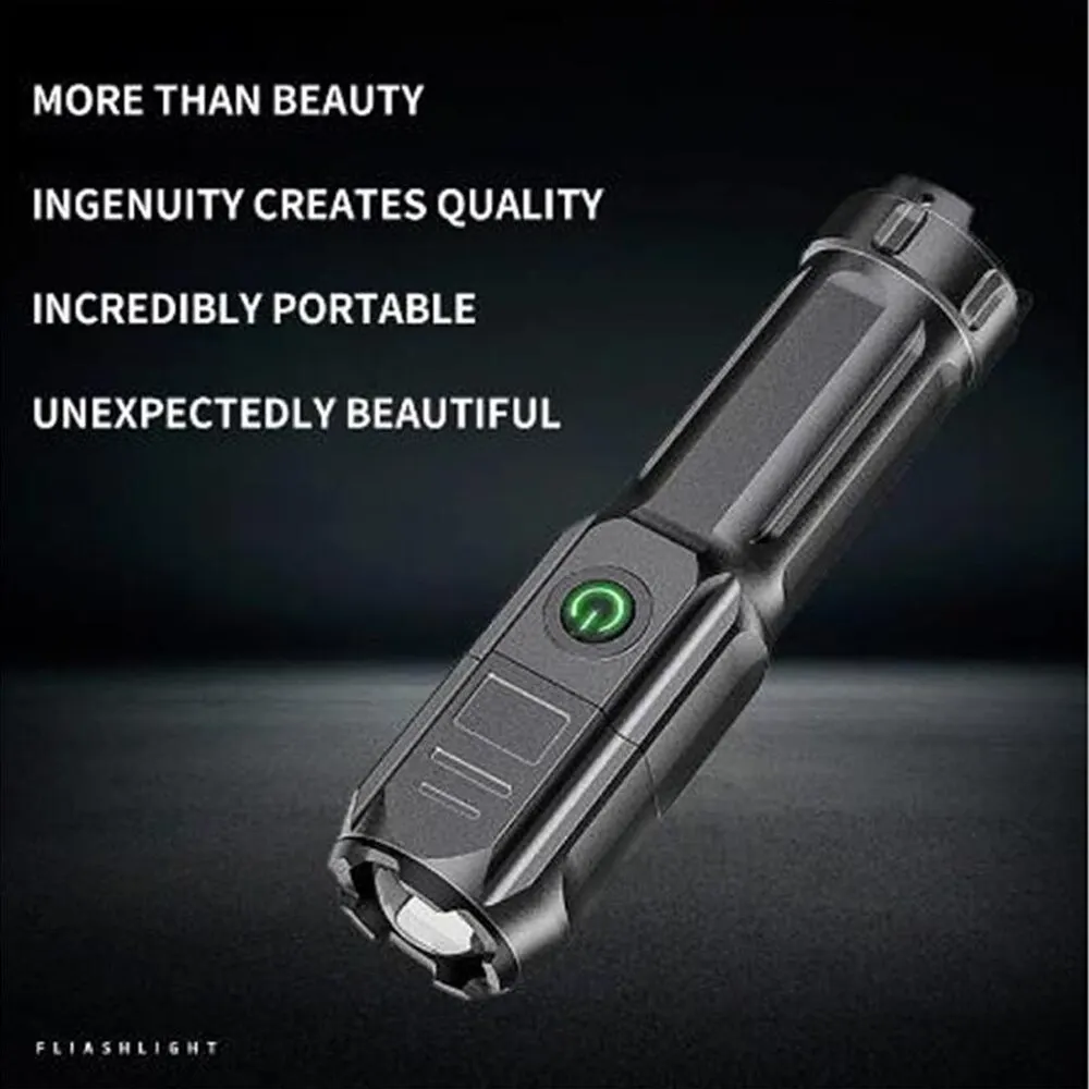 야외 텔레스코픽 줌 LED 손전등, USB 충전, 미니 휴대용 스포트라이트, 장거리 토치 램프