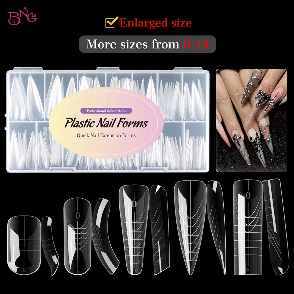 Dual Nail Forms BNG 75/150Pcs For Poly Extension Gel Stiletto Nail Molds For Builder Gel Solid Glue Art Nail forms