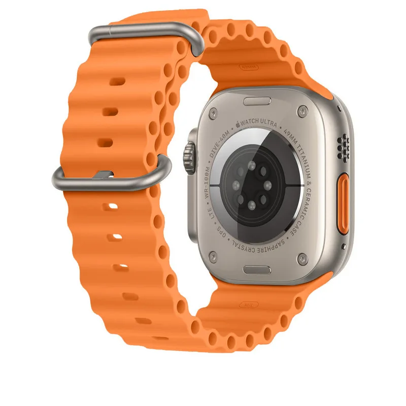 Suitable for iwatch Ultra 8 9 Series 38/40/41/42/44/45/49MM Outdoor Sports Double Button Ocean Silicone Watch Strap Accessories (non Watch)_voghion.com