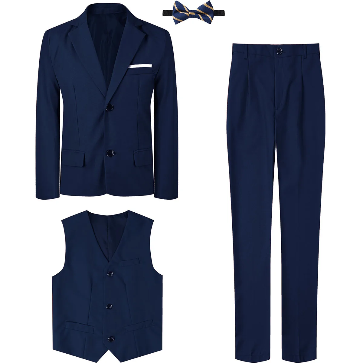 Pak Voor Kinderen Jongens Bruiloft Formele Outfit Set Kinderen Gentleman Ring Drager Kleding Uit Te Voeren Smoking Vest + Broek + Blazer 3 Stuks