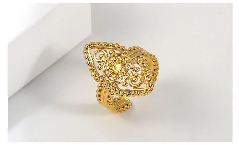 Cazador Edelstahl Goldfarbe Filigrane Blume des Lebens Ringe für Frauen Mutter Geschenk Fingerringe 2026 Schmuck Hochzeit – Detail 7