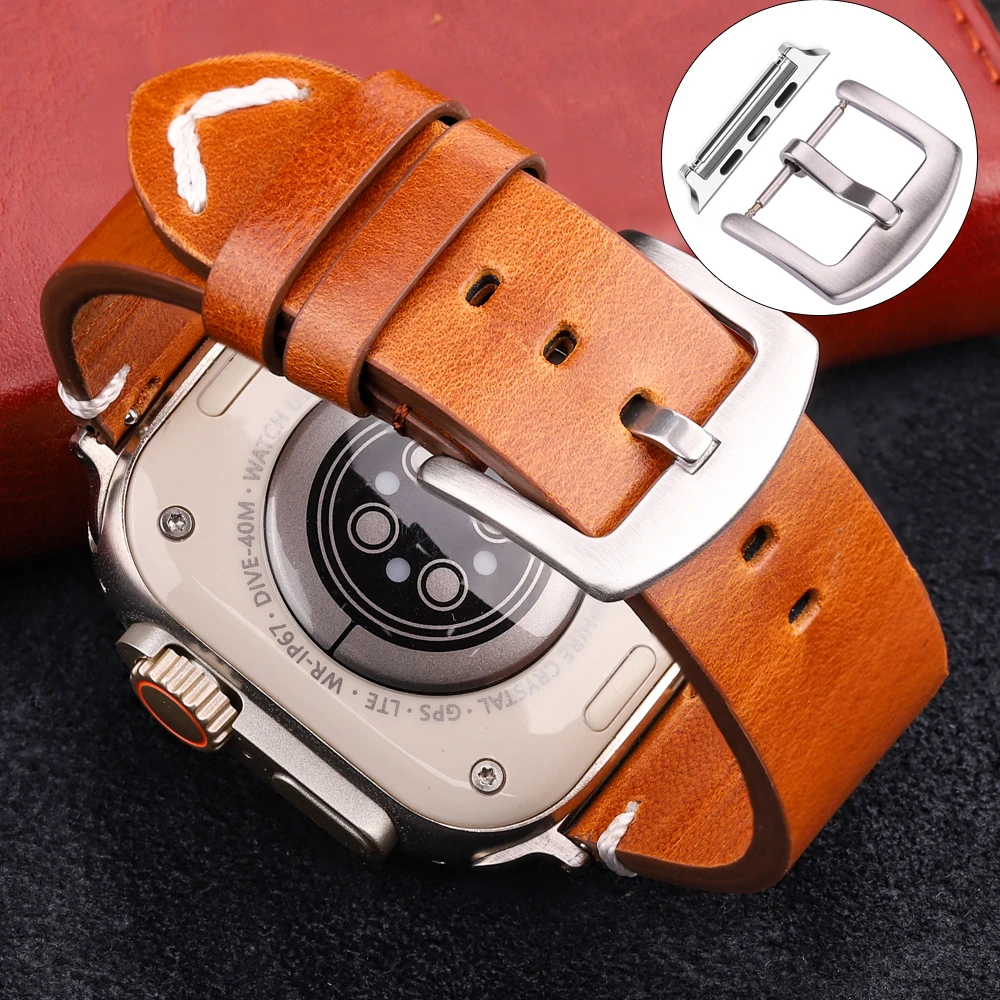 Handmade Vintage Leather Apple Watch Strap - Premium Accessories Watchband