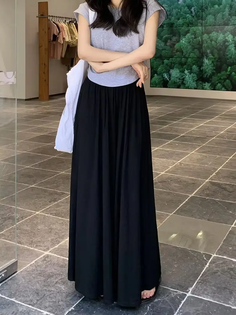 Korean Style Summer Pregnancy Belly Trousers Thin High Waist Wide Leg Floor-length Fashion Maternity Modal Pants Casual Trousers 6