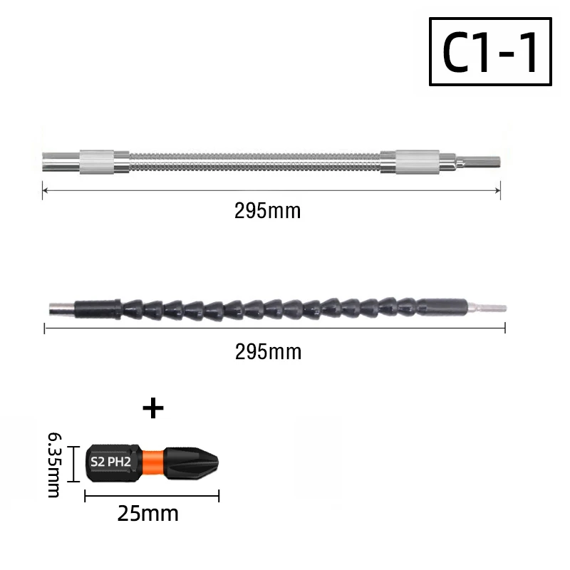 מחזיק מתאם תושבת מברגה עם ציר גמיש מתכוונן, תוספת הרחבה רכה 1/4 הקסדה בזווית ימין של 90 מעלות, כלי דריל
