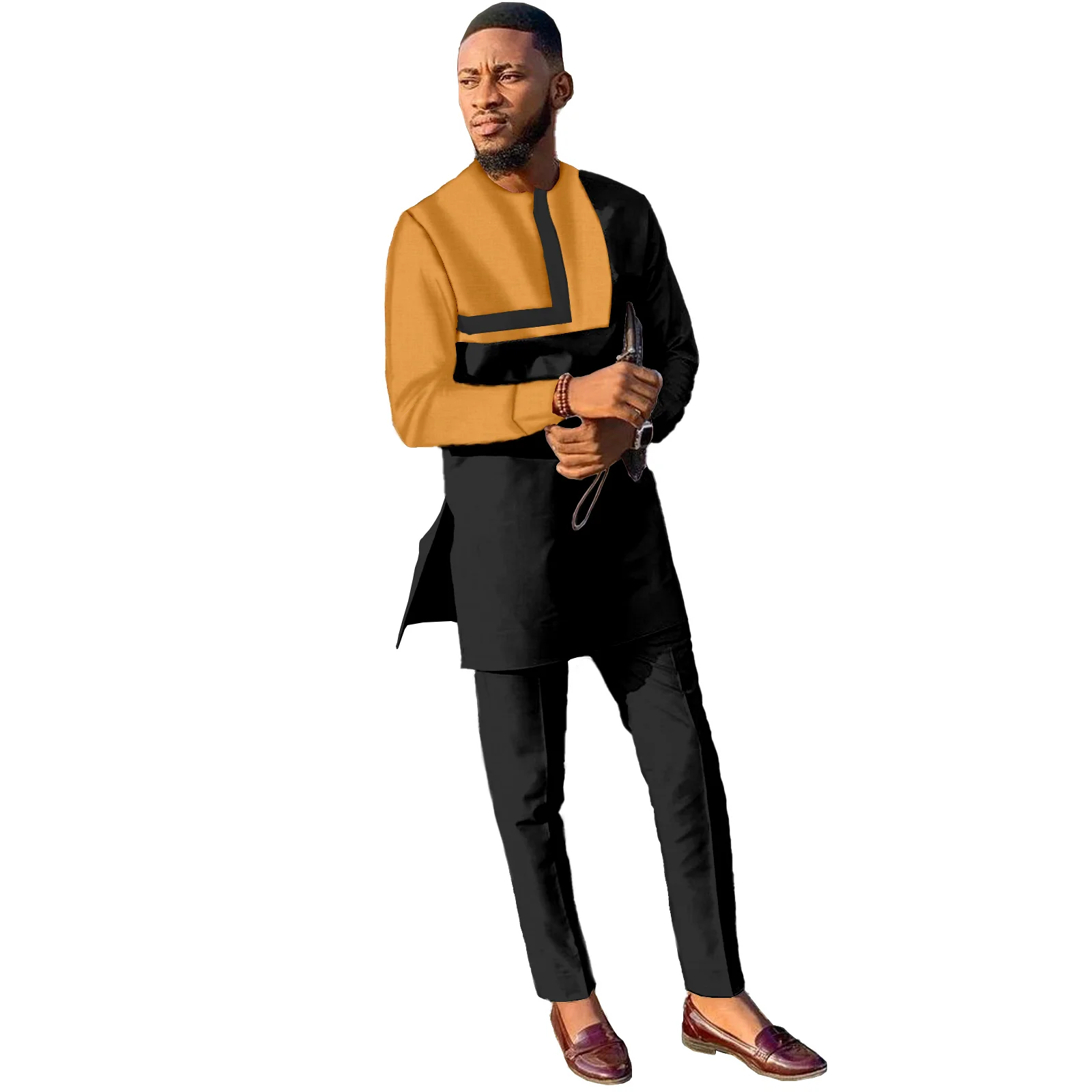 Africa Clothes for Men Dashiki Men Set Bzain Rich African Traditional Clothing Top+Pants
