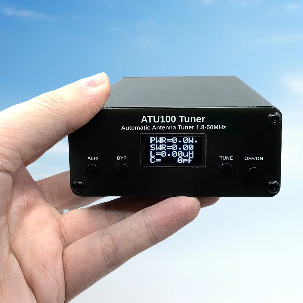 ATU‑100/ATU-10 Antenna Tuner Mini Automatic for Radio Equipment 1.8~55MHz 0.96IN 1.8~55MHz 0.96IN with Housing LED Display