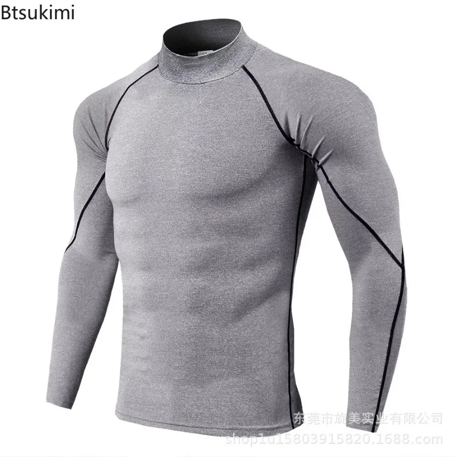 2026 Herren Bodybuilding Sport T-Shirts Atmungsaktiv Schnelltrocknend Langarm Kompressions-Oberteile Fitness-Tops Enganliegendes Laufshirt für Männer