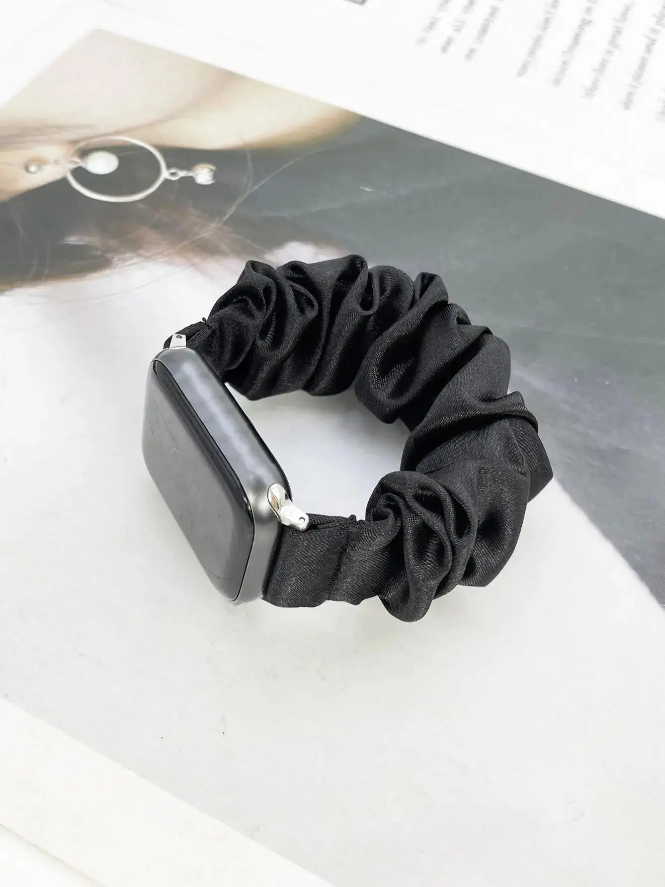 Scrunchie حزام ل سوار ساعة يد آبل 42 مللي متر 45 4...
