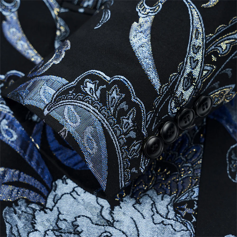 Elegant Male Suit 2023 New in Business British Style Men's Classic Black Jacquard Suit Formal Classic Prom Party Male Suits