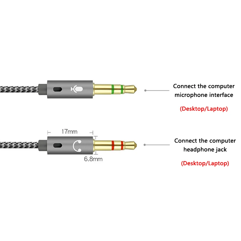 Dual Jack Audio Splitter for Headphones and Microphones