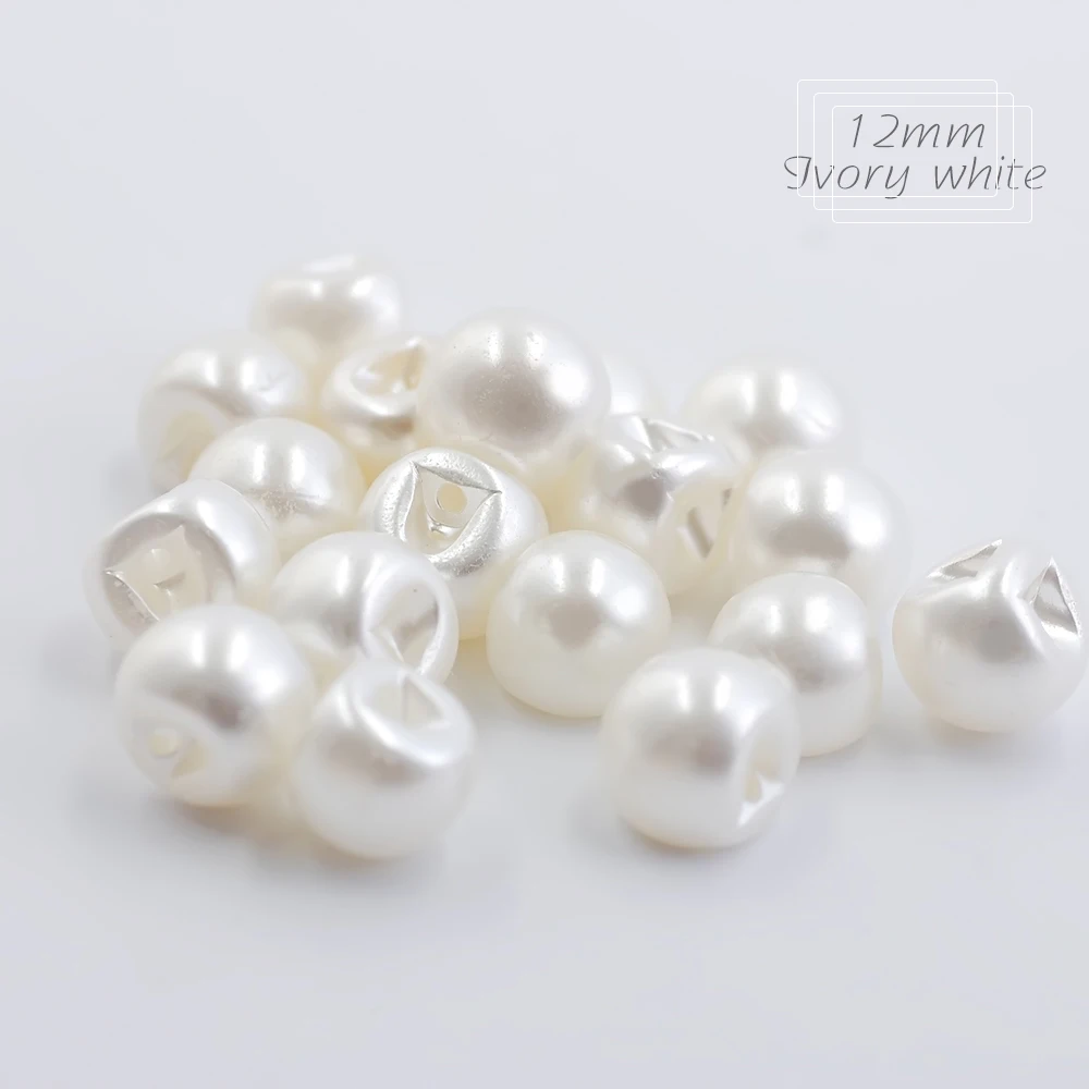 Hisenlee 6 Size Sewing Buttons Side Hole Round Plastic Pearl Buttons 6mm 8mm 9mm 10mm 12mm 14mm White/Ivory Accessories 100Pcs 5