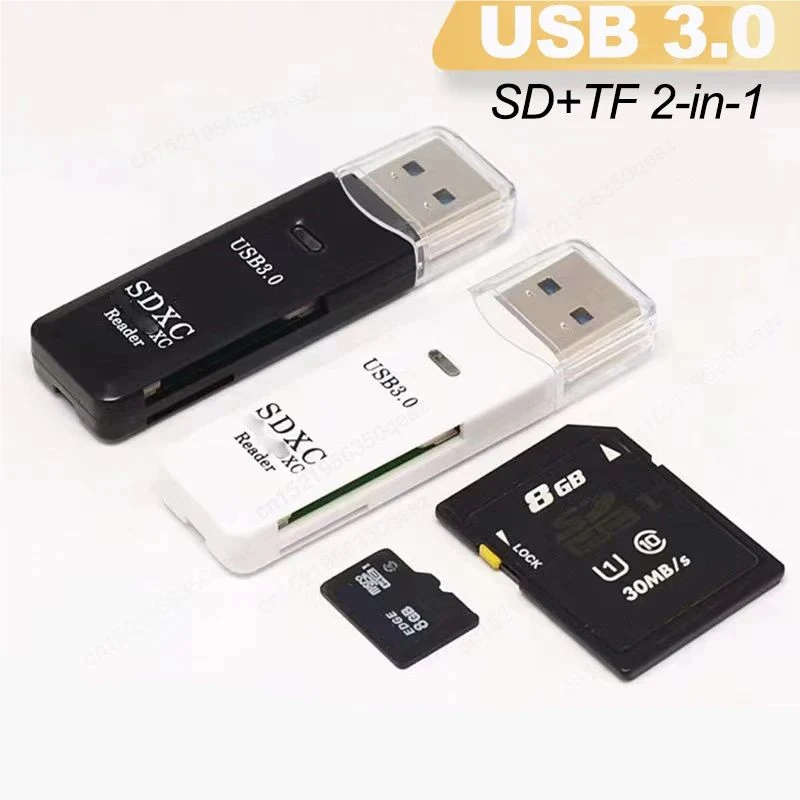 USB 3.0 Card Reader SD TF Card Multifunctional 2 in 1 Card Reader Suitable for PC Laptops