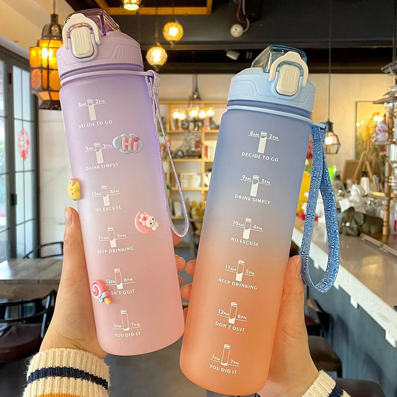 Kawaii Pastel Large Capacity Straw Bottle (1000ml)