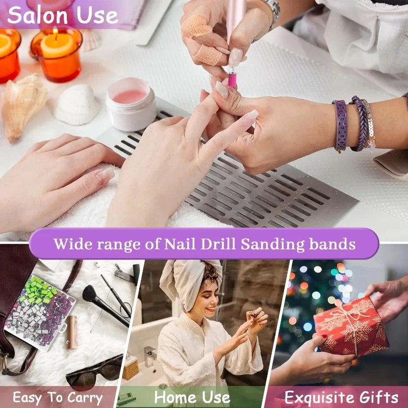 240 그릿 샌딩 밴드 네일 드릴 100개, 초미세 샌딩 밴드 네일 천연 손톱 광택 및 쉐이핑