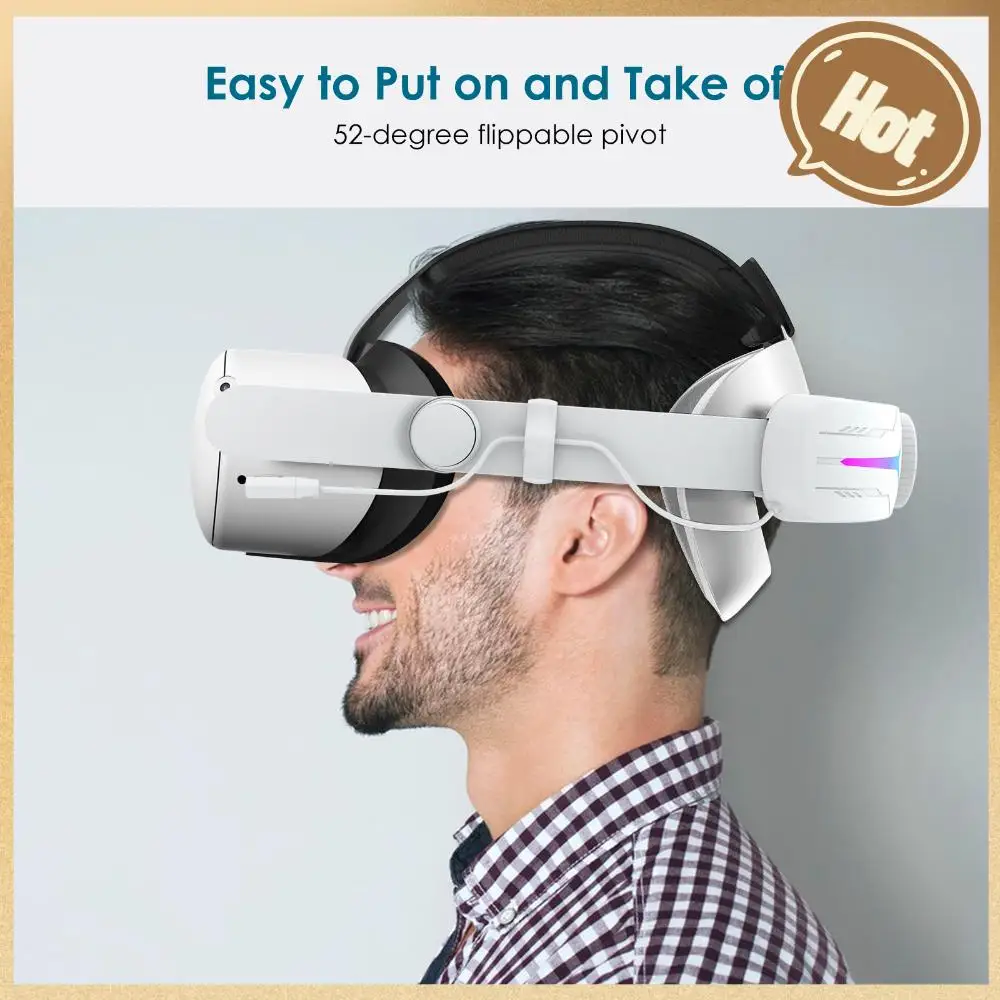 

Ремешок для головы RGB, регулируемый аккумулятор, Элитный ремешок, аккумулятор 8000 мАч, увеличить время работы 8 часов для Meta/Oculus Quest 2 для Oculus Quest 2