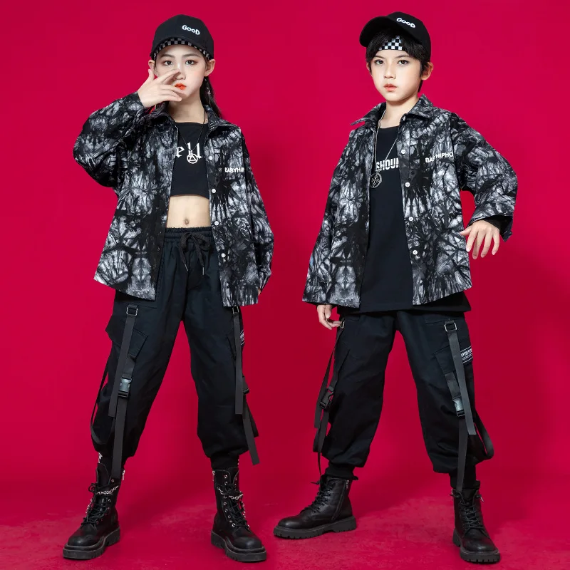 

Hip Hop Dance Costumes for Girls Boys T Shirt Vest Pants Jazz Perform Show Kids Stage Outfits Ballroom Dancing Clothes Wear Suit