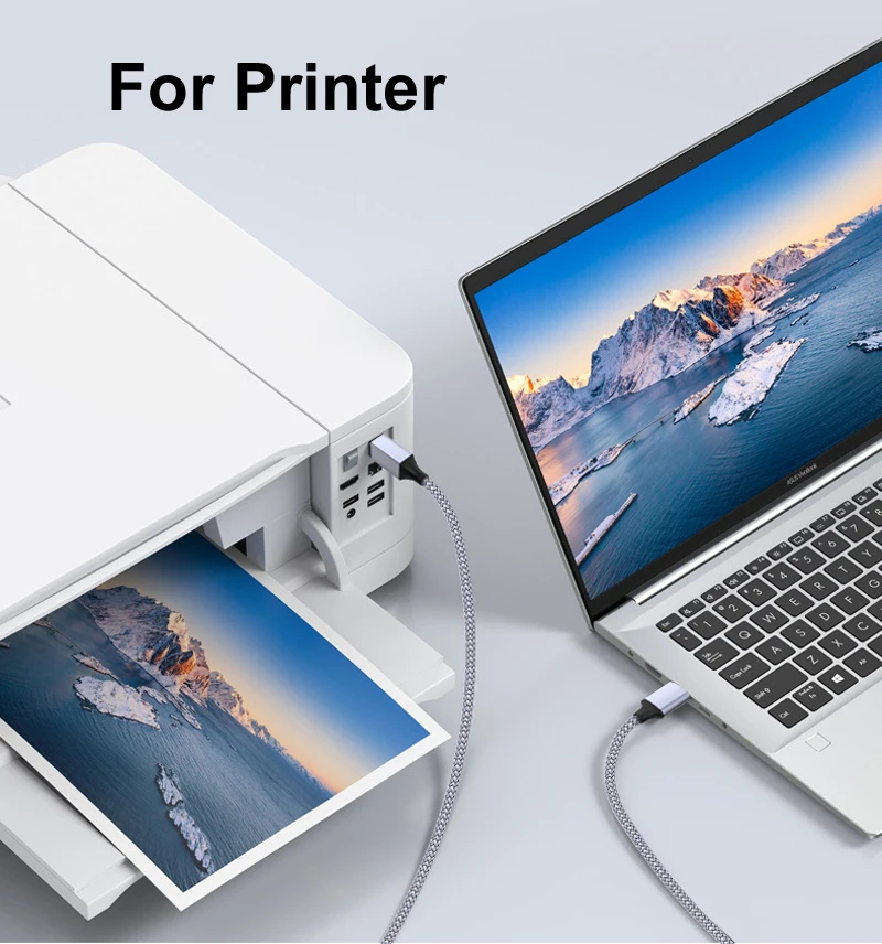 Premium Nylon Braided USB 3.0 Type-C Data Cable for Printers and Portable Hard Drives