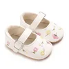 Baby Girls Mary Jane Flats PU Leather Infant Dress Shoes Floral Embroidery Princess Shoes 2