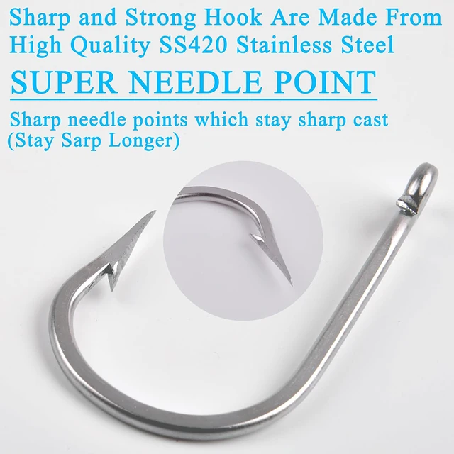 AMHDV 200pcs Circle Fishing Hooks - Octopus Barb Design, Super Strong Carbon Steel For Freshwater & Saltwater - View #14