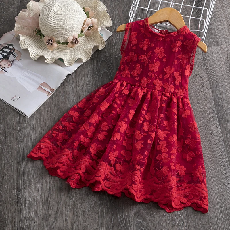 Girls Flower Fashion Children's Clothing Lace Princess Party Fluffy Cake Smash Dress Kids Baby Summer Dresses Clothes