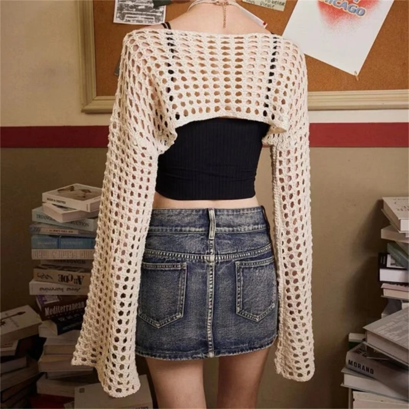 SHENHE Women's Striped Cropped Sweater - Drop Shoulder Crewneck Knit Top, Soft Pullover For Casual Wear - View #2