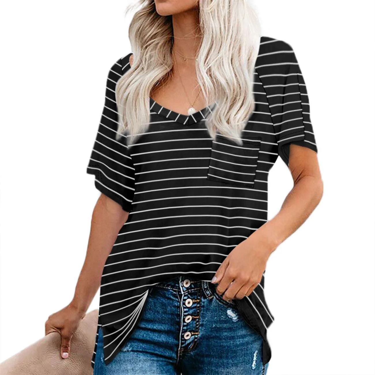 Dailiup Camisetas De Manga Corta Con Cuello En V Para Mujer