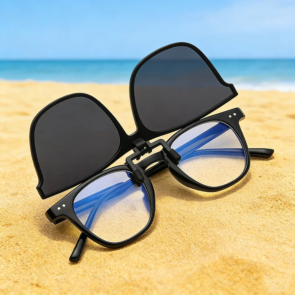 Polarized Clip On Sunglasses Men Women Photochromic Car Driver Goggles Night Vision Glasses Anti Glare Vintage Square Glasses