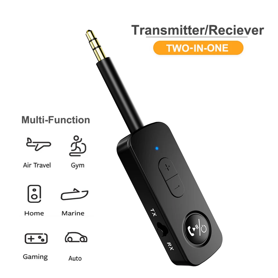 Ricevitore/Trasmettitore Bluetooth 5.3 Per 2 Cuffie – Adattatore Audio 3.5 Mm, 25 Ore Batteria, AptX Low Latency