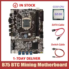 Carte mère B75 BTC pour minage   CPU G530   câble SATA   câble de commutation LGA1155, 8 x PCIE vers USB, 2 x DDR3, USB B75=