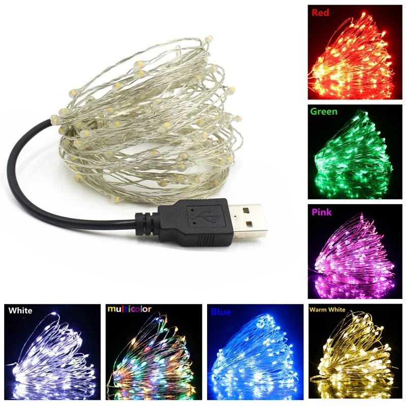 

1/5/10M USB Led String Lights Outdoor Indoor Waterproof Garlands Led Fairy Decorations For New Year Holiday Christmas Tree Lamp