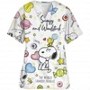 Surgical Wear Work Clothes Cartoon Snoopy print Hand Washing Nurse Uniform Women's V Neck Short Sleeve T-Shirt Tops 4
