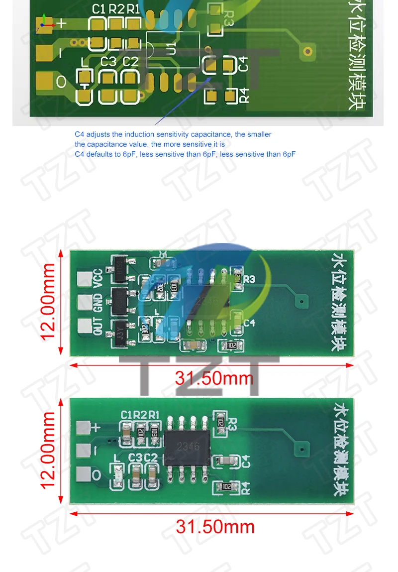 1/5PCS M03 M04 Wasserstandserkennungsmodul Sensor Grün berührungsloser Niveau-Touch-Schalter Flüssigkeitssensor – Detail 2