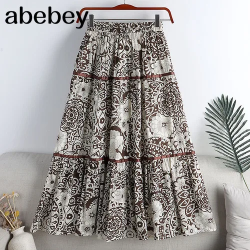 Pleated Skirts Women Spring Autumn Skirt High Waist Print Midi Skirts Womens Velvet Skirt Maxi Long Skirts Femme Faldas Mujer maxi skirt Skirts