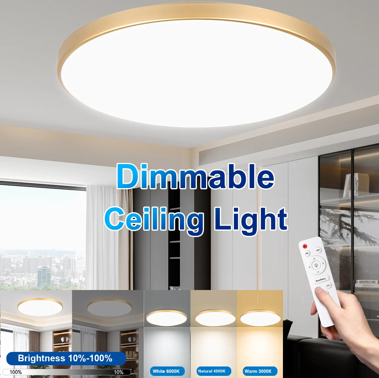 Enhanced Multicolor Dimmable LED Ceiling Lamp with Remote Control