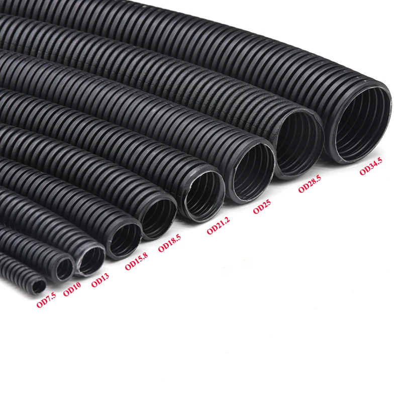 1/5/10M PP Insulated Corrugated Pipe Wire Hose Threading Hose Plastic Corrugated Pipe Protective Sleeve 7.5mm-34.5mm