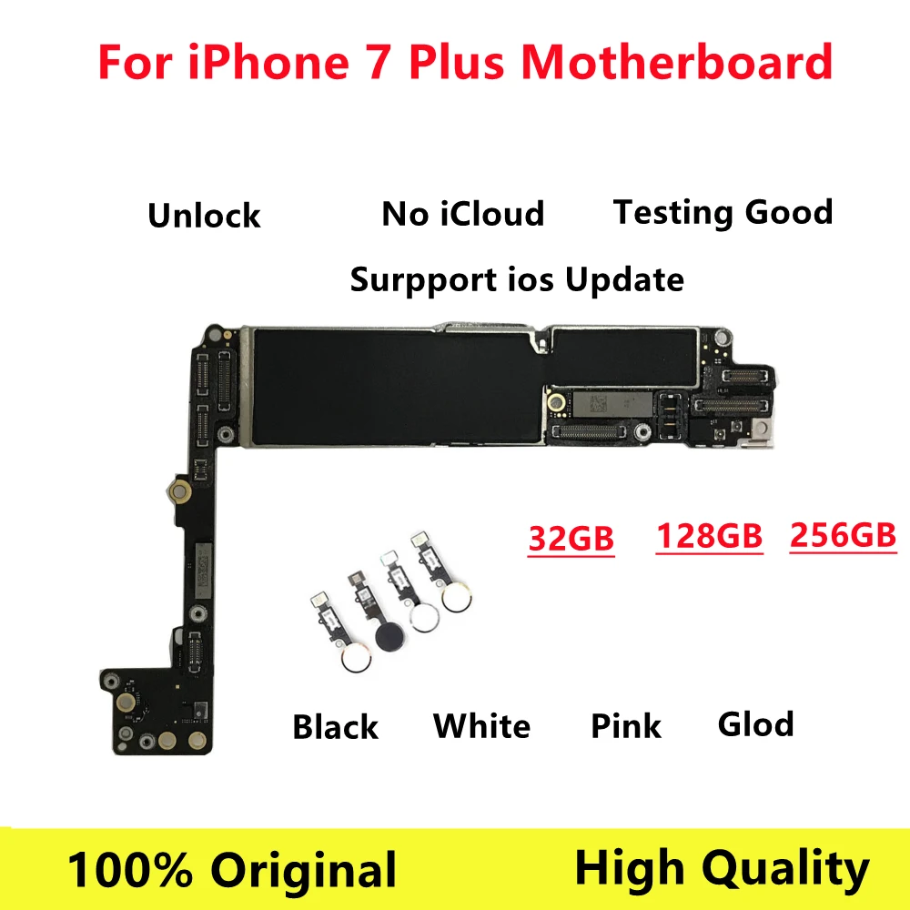 Материнская плата Touch ID для iPhone 7 Plus 100% оригинальные разблокированные логические
