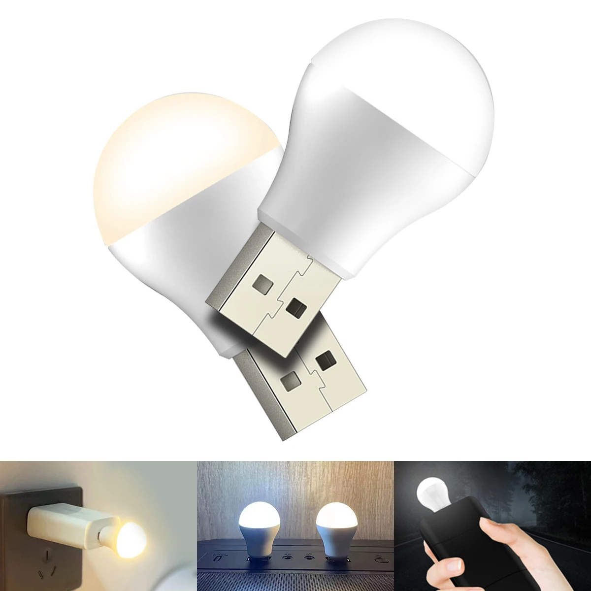 3/2/1PCS Mini Prise USB Lampe Ordinateur Charge Électrique Mobile