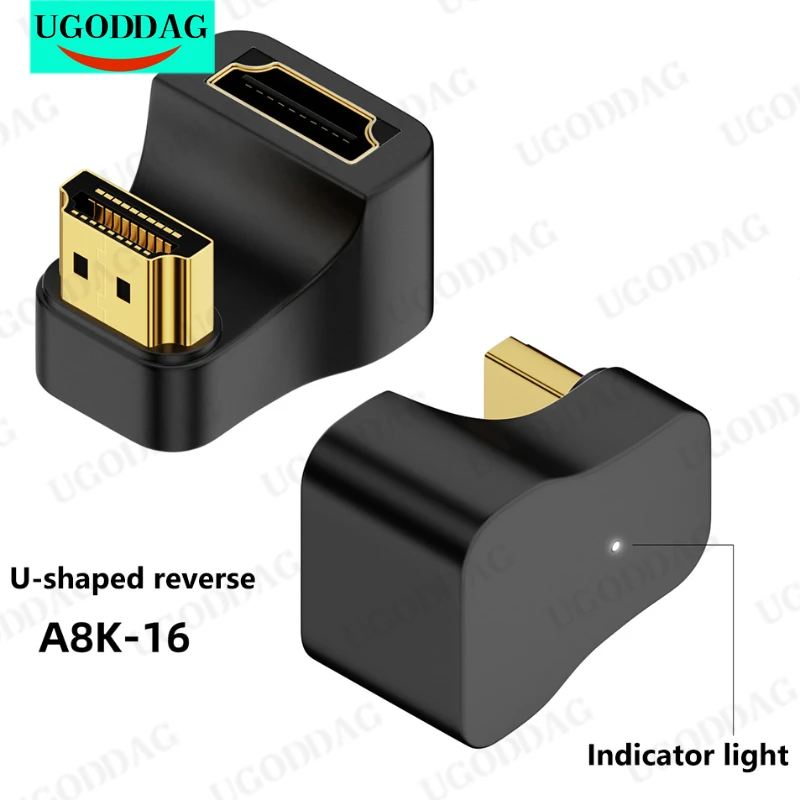 

Адаптер HDMI-совместимый со штекером на гнездо HDMI-совместимый штекер адаптер преобразователь 180 градусов расширитель преобразователя 8K/60 Гц