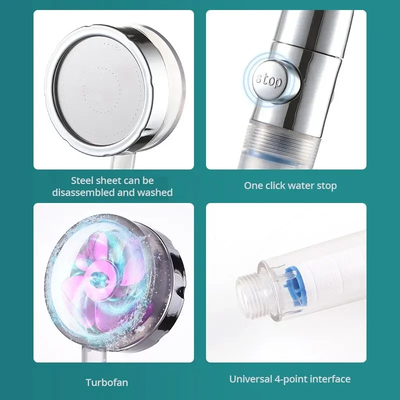 Pommeau de douche à hélice, filtre en coton, turbocompressé, haute pression, déterminer la buse de douche, nouveau 5