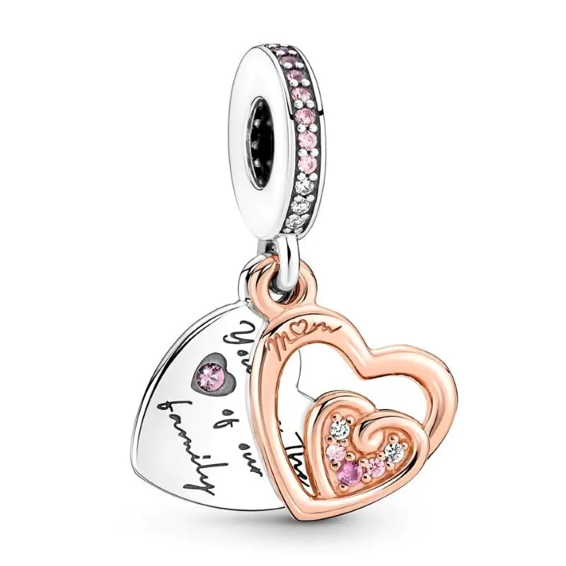 

Authentic 925 Sterling Silver Moments Entwined Infinite Hearts Double Dangle Charm Bead Fit Pandora Bracelet & Necklace Jewelry