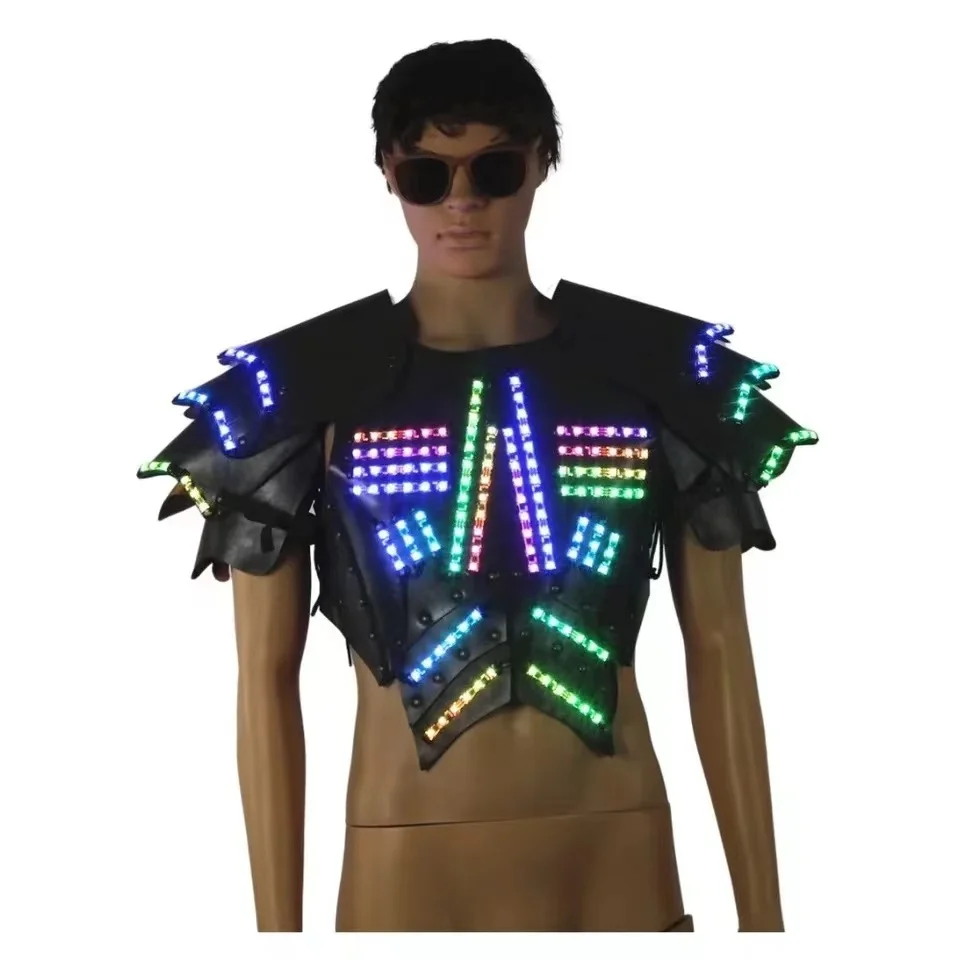 

Светодиодная светящаяся броня, мужской костюм для косплея викингов и воинов на Хэллоуин, одежда для выступления на сцене и ночном клубе, Экипировка