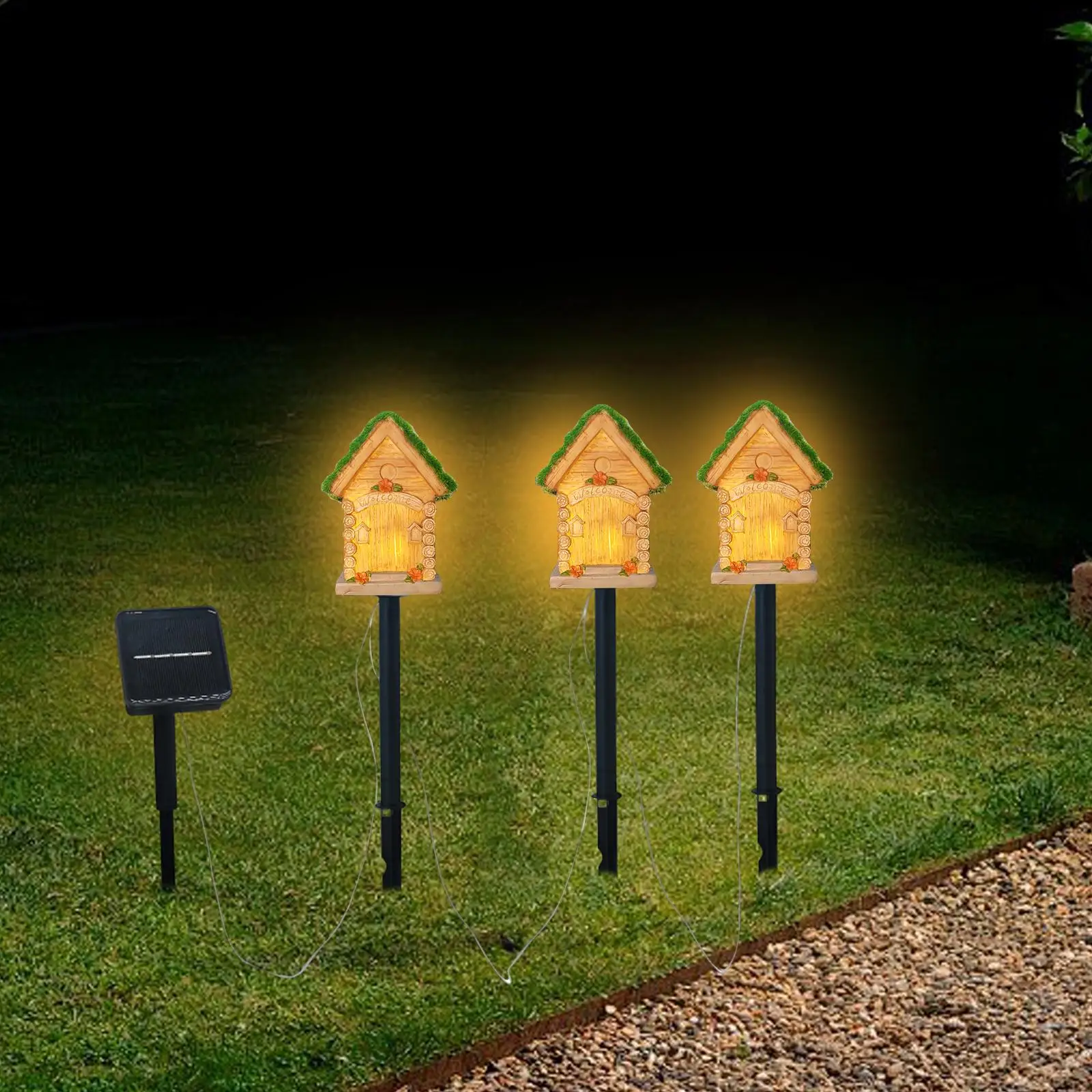 LED Solar Garden Outdoor Lights Solar Powered Warm Yellow Light Pathway Lights for Patio Yard Decor Landscape Walkway Lawn