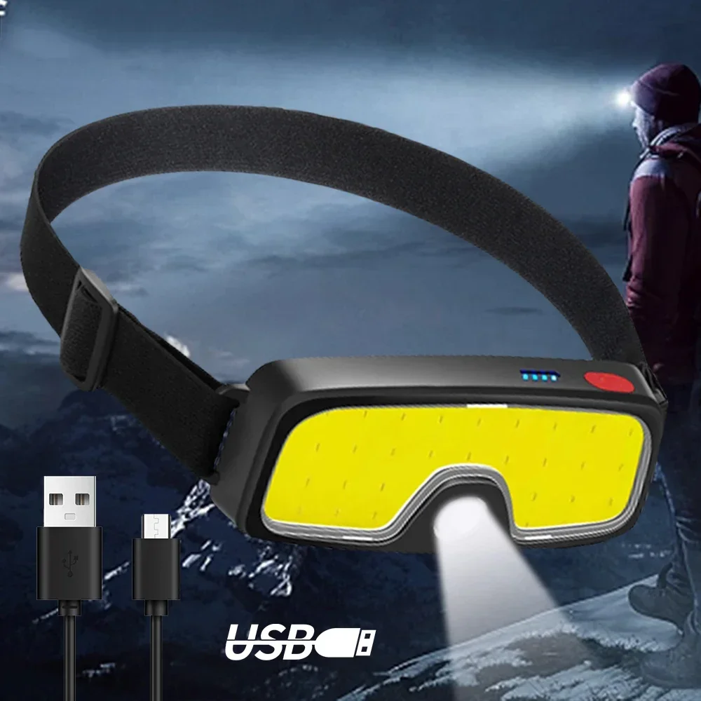 

Head Mounted Lamp Bright COB 10W LED USB Rechargeable Headlamp for Hunting Torch Hiking Front Lanterns Fishing Camping Running