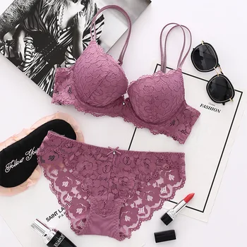 Women Lace Bras Set Low Waist Panties Underwire Top Big Size Bra Sexy Lingerie Set Female Comfortable Girls Underwear Sets Top 3