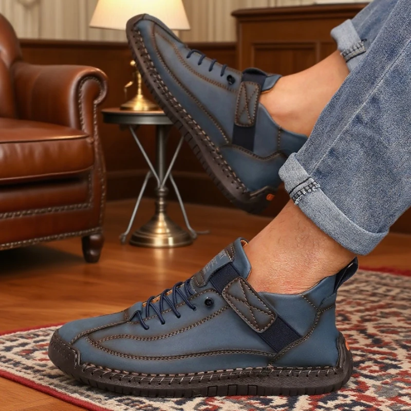 New Men Nude Boots British Style Retro Anti Slip Workwear Mid Top Boots Handmade Leather Loafers Casual Soft Soled Shoes for Men