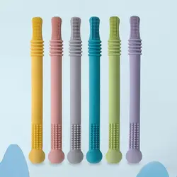 Baby Chewable Safe Toy Silicone Molar Straw Baby Teether Baby Teething Toys Molar Silicone Handle Baby Safety Toy