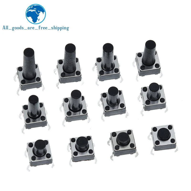 100/300 stücke 6X6X5/4,3/5,5/6/7/8/9/10/13 MM Takt Schalter Push Button Schalter 12 V 4PIN DIP Micro Schalter Für TV/Spielzeug/home verwenden Taste